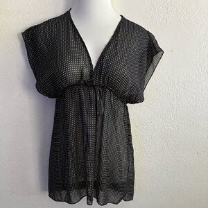 New Tower Black Sheer White Polka Dots Pattern S